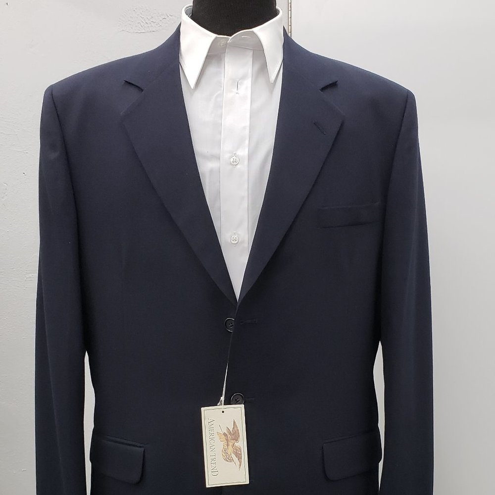 American Trend Three Button Navy Suit